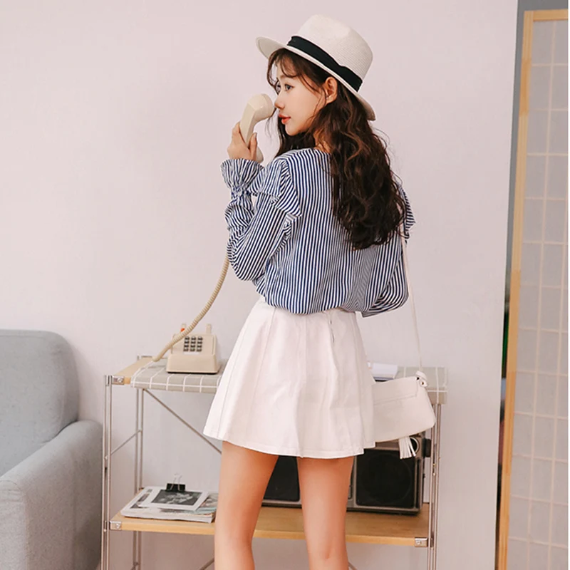 Женская джинсовая мини-юбка с высокой талией лето 2018 голубые небесно-голубые и