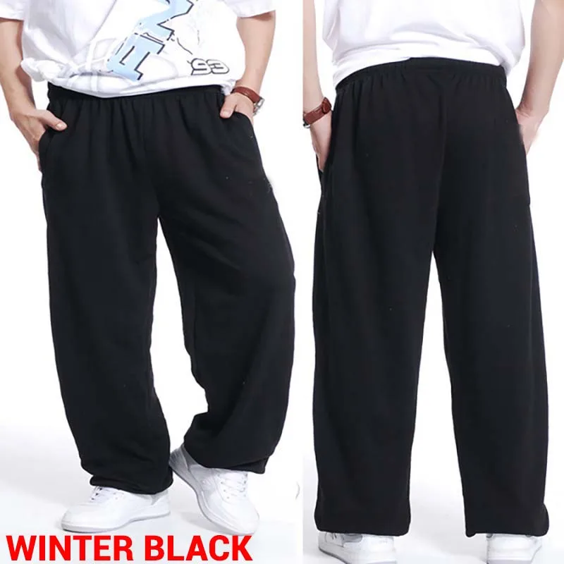 Winter Black Мода Хип-хоп уличной шаровары Штаны Для мужчин пот Штаны Свободные мешковатые бегунов Штаны хлопка повседневные штаны мужской одежды - Цвет: Winter Black