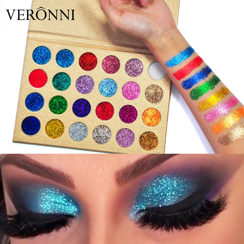 VERONNI 24 Colors Glitter Eyeshadow palette 2019 New Professional Eye Shadow Makeup Cosmetics Pressed Palettes Beauty |