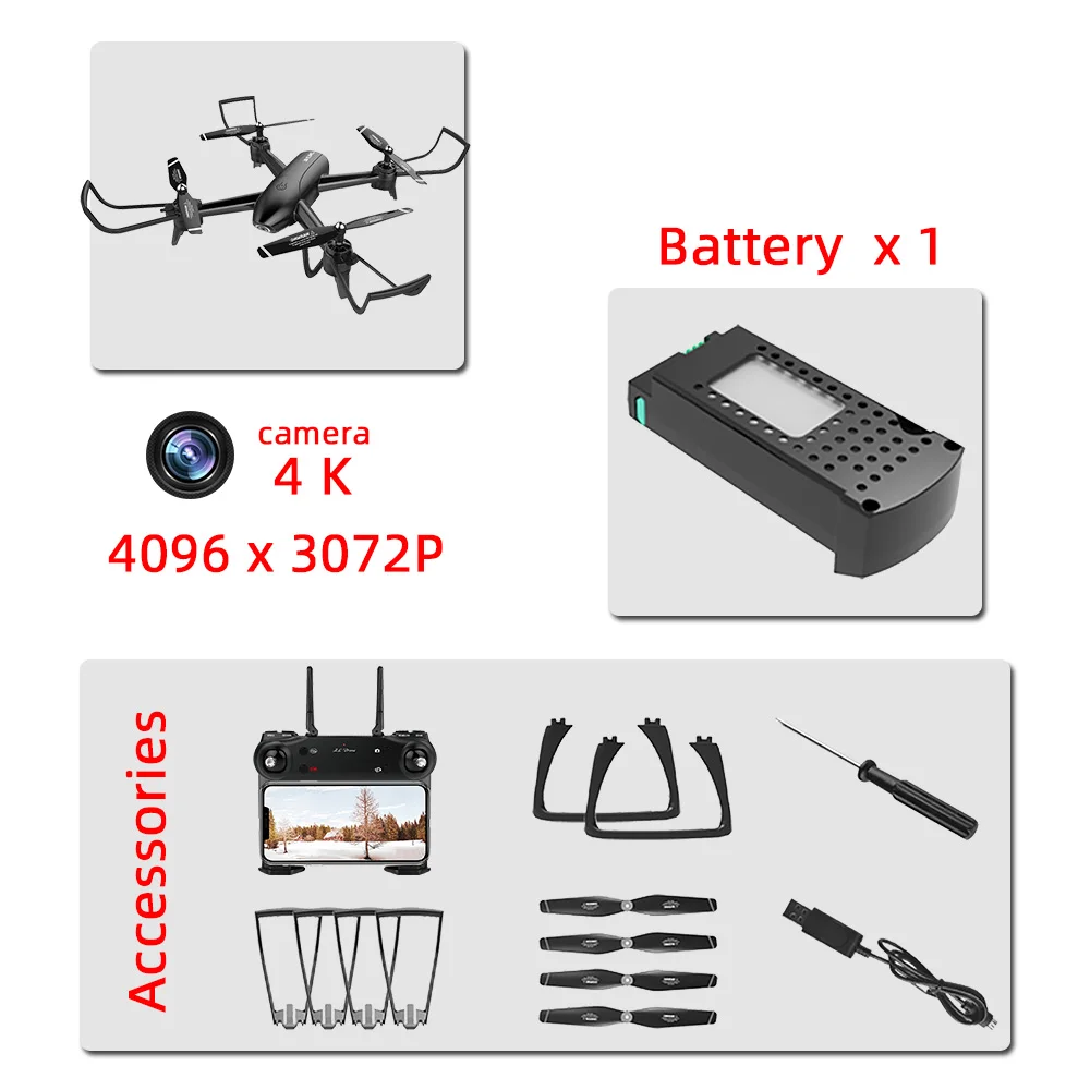 4K black 1B 4K Дрон Дроны с камерой hd rc вертолет Дрон игрушки Квадрокоптер Дрон Квадрокоптер helikopter дрони селфи пульт дистанционного управления - Цвет: 4K black 1B