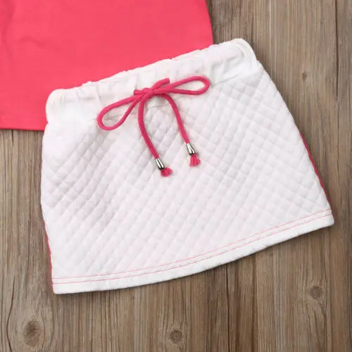 Модный комплект из 2 предметов для малышей маленьких девочек хлопковая Футболка