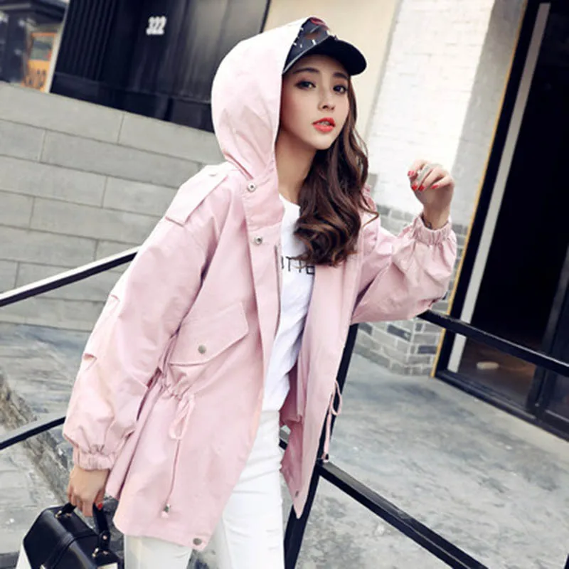 

Long section Windbreaker Women Hooded Casual Loose Trench Coat Women's clothing 2019 spring and autumn new fashion casual women