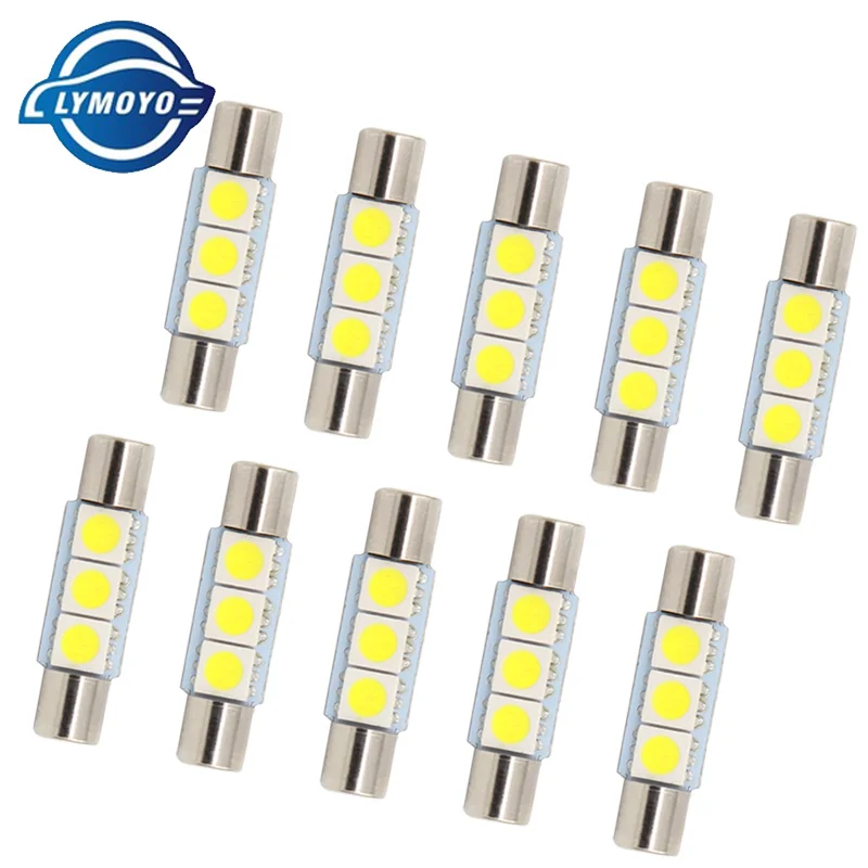 100 шт./лот Авто C5W led T6 28 мм/31 мм 5050 3SMD Автомобильный светодиодный номерной знак свет 3LED Festoon Light Bulb crew cut 12v
