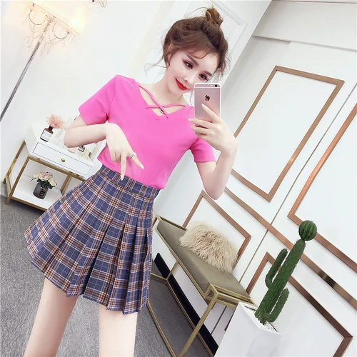 Женский Повседневный комплект из 2 предметов клетчатый Элегантный с V образным