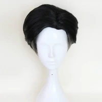 30cm men short black grey mix synthetic wig yuri on ice otabek altin slicked back cosplay wigwig cap