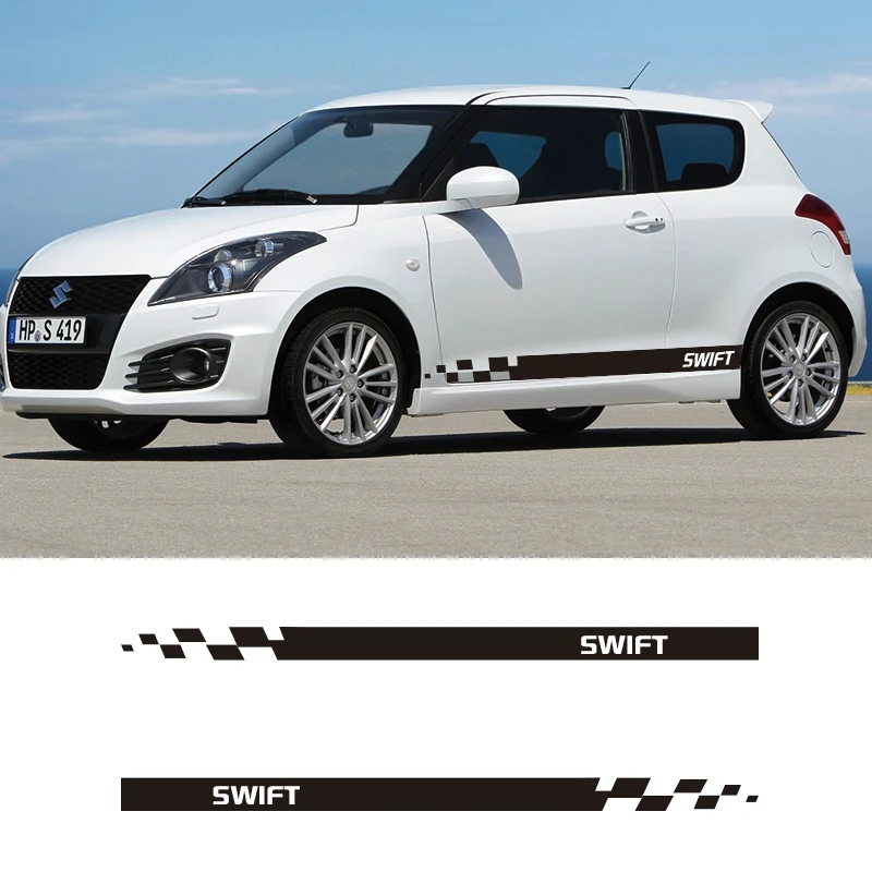 

2 PCS Vinyl SWIFT Car Styling Side Stripes Skirt Sticker Vehicle Auto Decals Stripe Wraps Body Graphics For SUZUKI