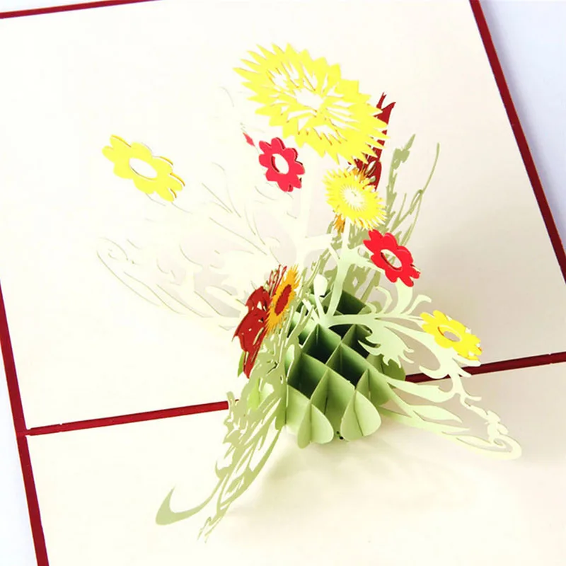 3D выдвижные открытки из бумаги оригами с лазерной резкой винтажные ручной работы