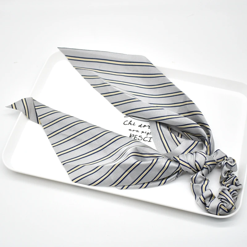 fashion Ponytail Scarf Elastic Hair Rope for Women Hair Bow Ties Scrunchies Hair Bands Flower Print Ribbon Hairbands - Цвет: 10