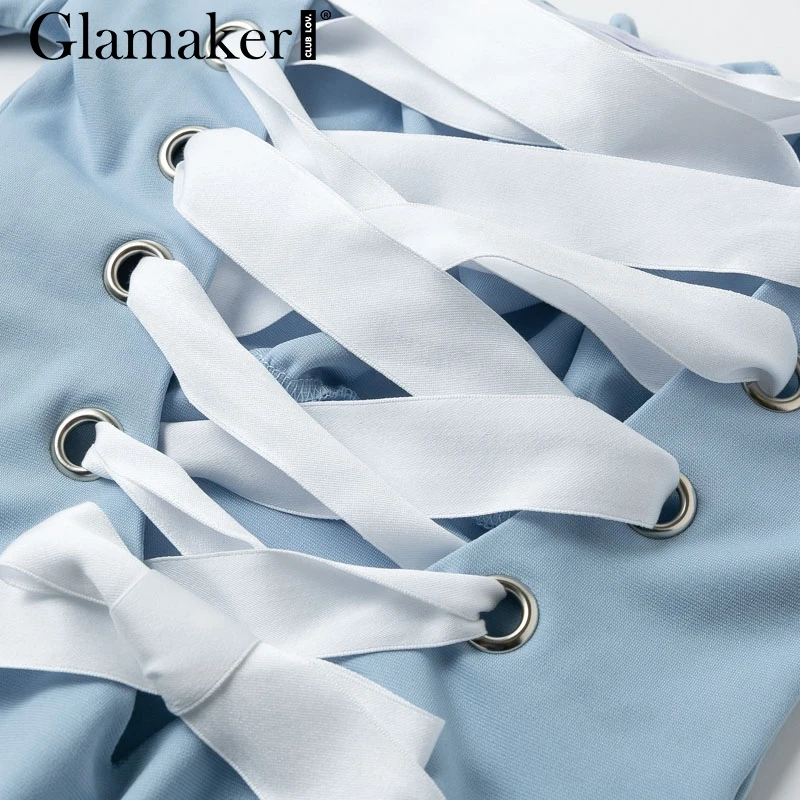Женский комбинезон со шнуровкой Glamaker черный короткий плейсьют с квадратным