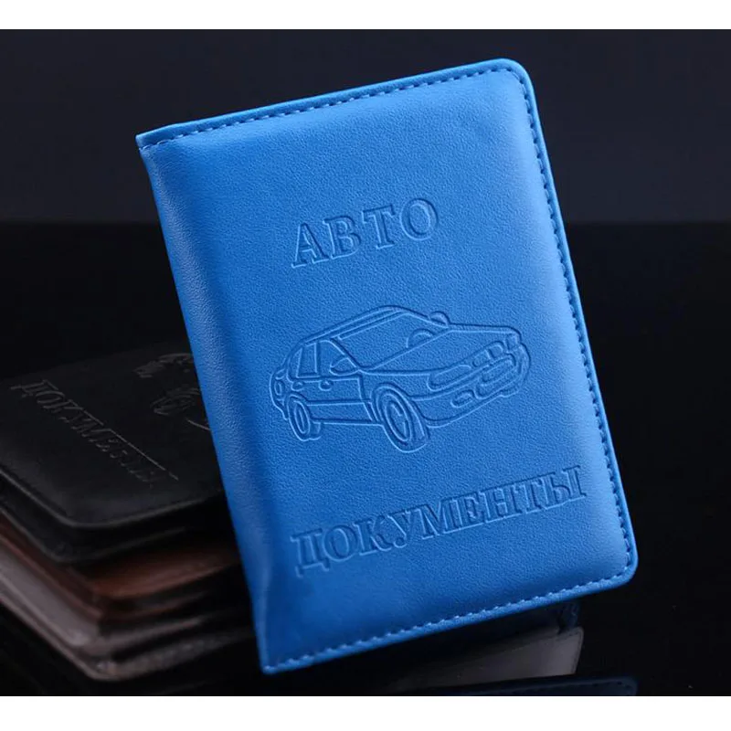 KUDIAN BEAR, российские автомобильные Чехлы, кожаный чехол для документов, бизнес-держатель для карт, держатель водительских прав, кошелек- BIH004 PR20 - Цвет: 01 Blue