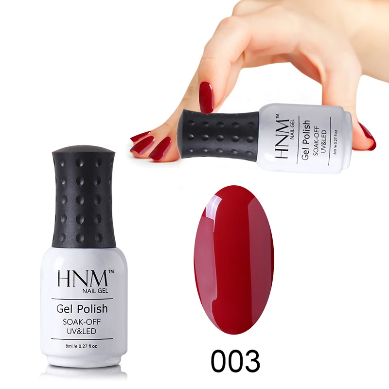 HNM 8 мл винно красный цвет чистый гель для ногтей замочить УФ Гибридный лак Лаки от