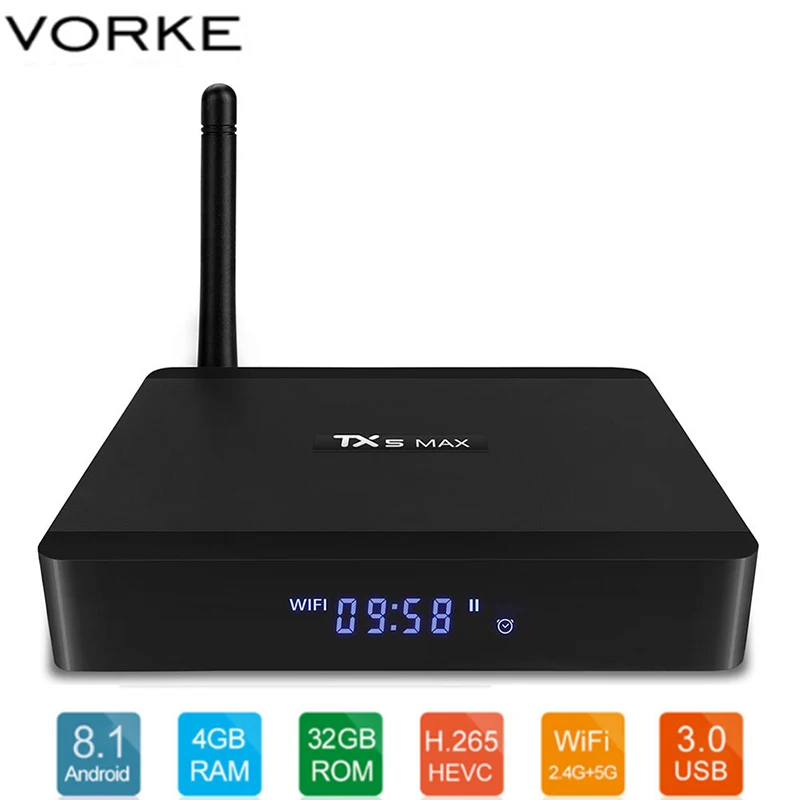 TX5 Max Android 8 1 ТВ Box Amlogic S905X2 4 Гб LPDDR4 + 32 GB EMMC 2 ГГц 5 Wi-Fi BT4.2 Поддержка K H.265 комплект-up |