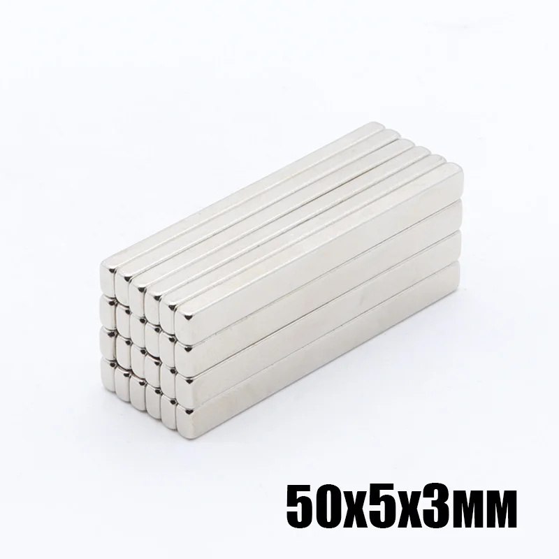 20 шт. 50x5x3 мм объемные сильные неодимовые прямоугольные магниты 50 мм x 5 мм x 3 мм N35 редкоземельные Rectangular прямоугольный кубоидный магнит