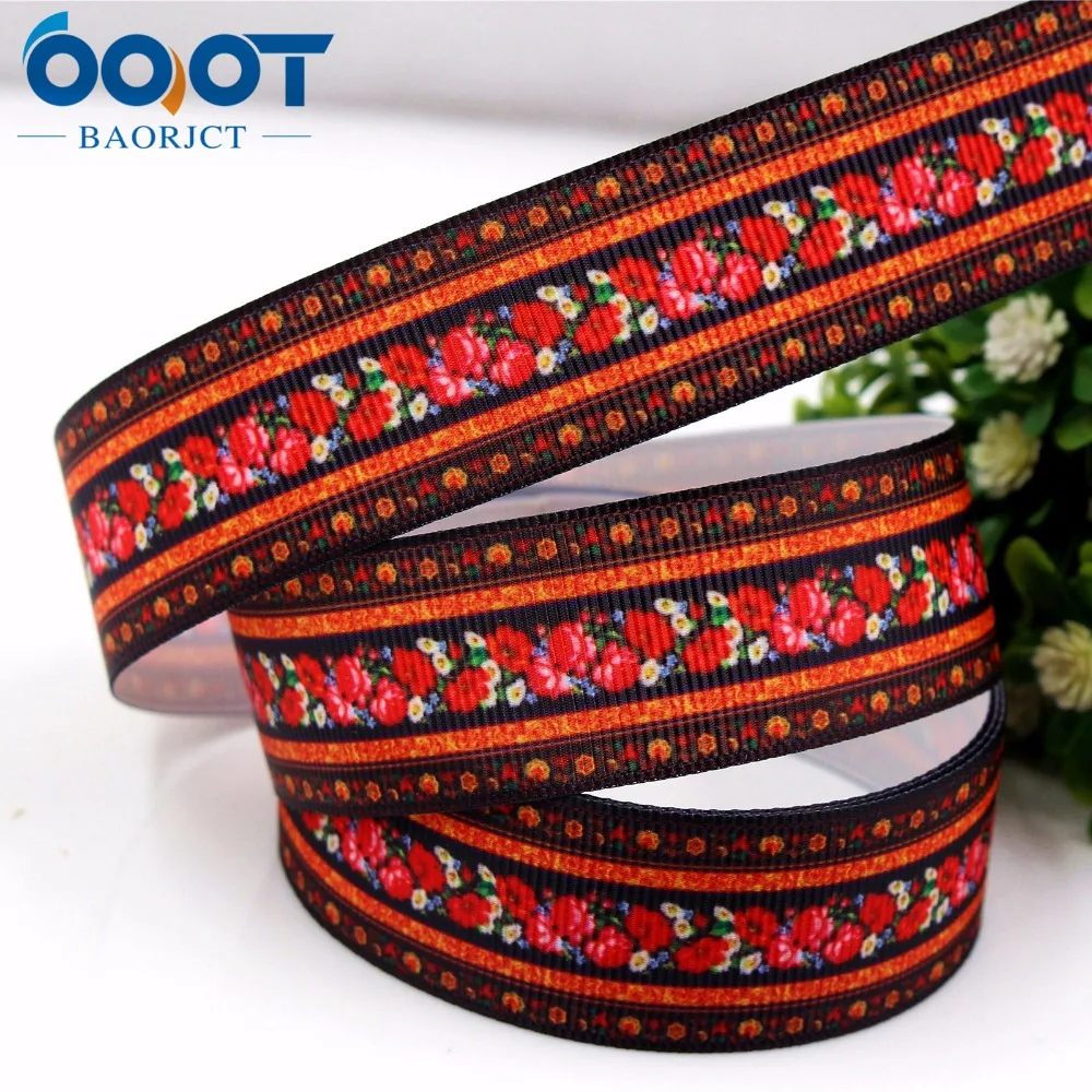 Термотрансферная печать OOOT BAORJCT 175163 25 мм 10 ярдов ленты с цветами grosgrain свадебные