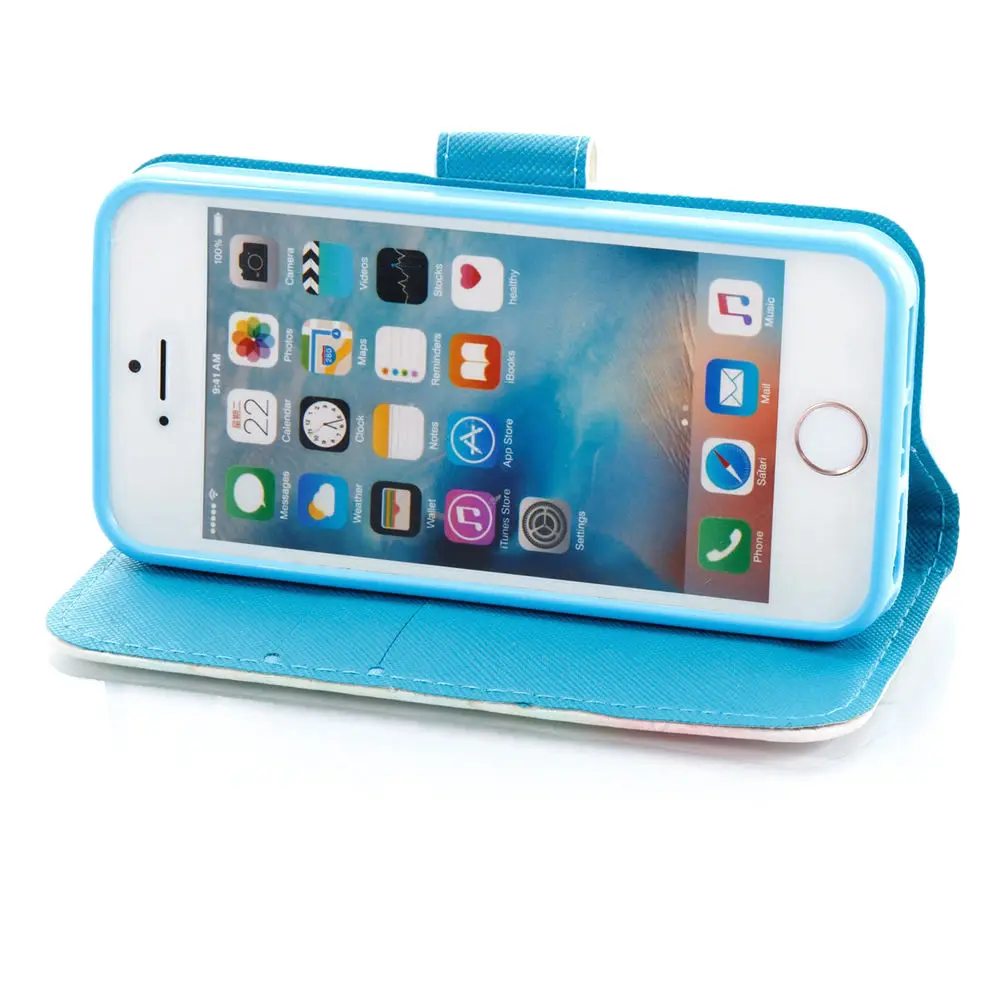 Для iPhone 5 4 0 дюйма с подставкой 3D рисунком ПУ кожа чехлы кошелек для карт мягкая