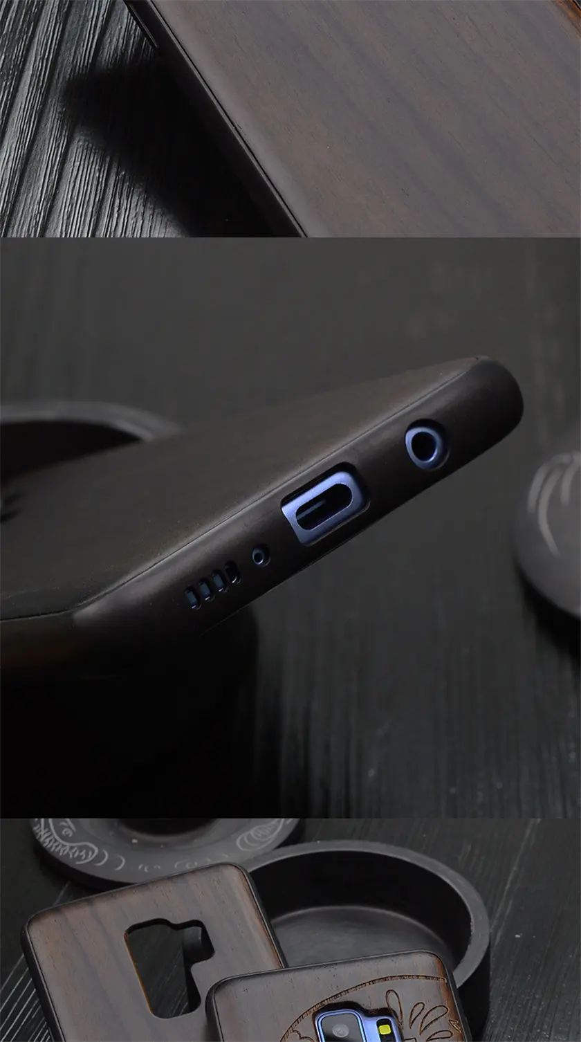 Новинка, чехол для samsung Galaxy s9, черное дерево, чехол для samsung s9 Plus, резной TPU бампер, Деревянный чехол для samsung Note 8