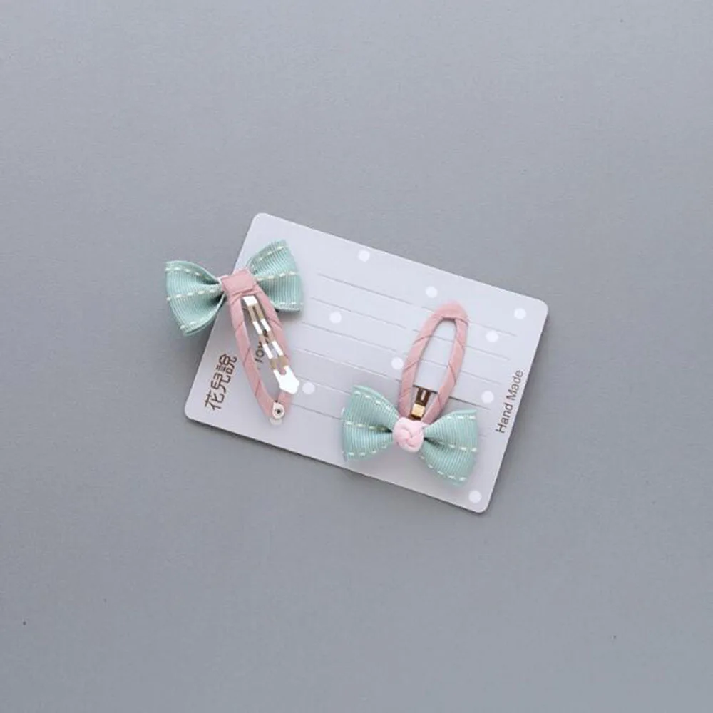 Милый атласный бант в полоску с сеткой 2 шт./лот лентой зажим для волос девочек