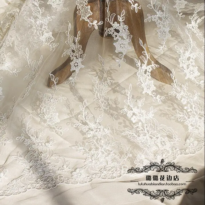 1 метр белая кружевная Ткань Alencon ткань для свадебного платья | Дом и сад