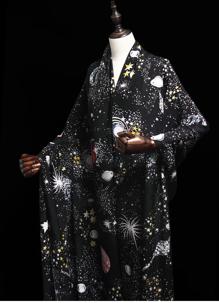 Шелковая ткань с принтом ночного неба мягкая шелковая крепдешина дышащая для