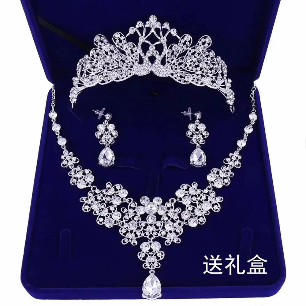 

Wedding Sets for Women Bling Bride Hair Accessories Tiaras Earrings Necklace Wedding Jewelry Sets