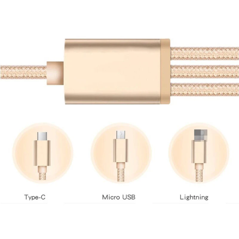 3 в 1 usb кабель для быстрой зарядки данных многофункциональный три одном Плетеный