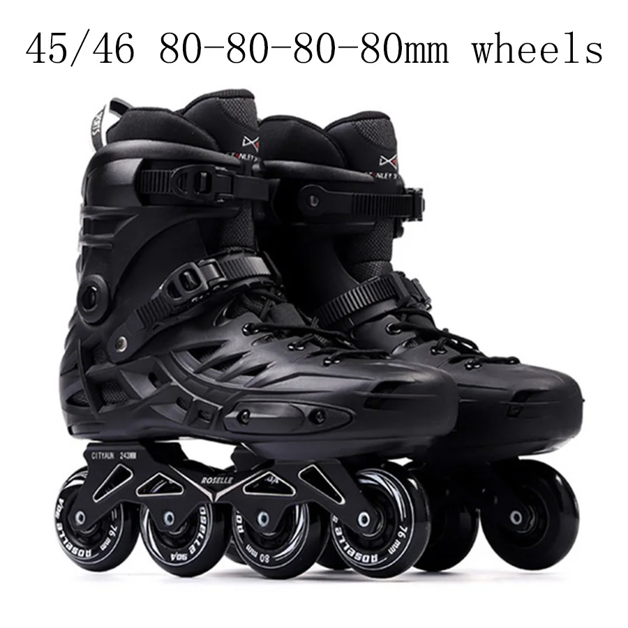 size 45-46 4-80mm Japy роликовые коньки профессиональные Взрослые роликовые коньки 72-76-80мм или 3*110 мм слалом скоростные коньки Бесплатные коньки для катания на коньках - Цвет: size 45-46 4-80mm