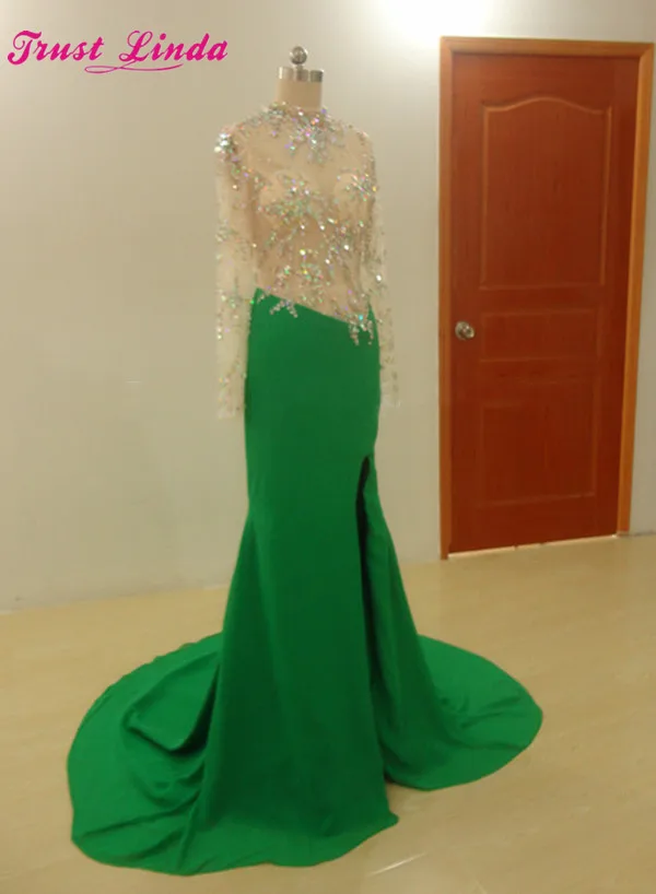 Mother Dresses Spring High Neck Sexy See Through Backless Long Sleeves Side Slit Mermaid Evening Prom Gowns Custom Made | Свадьбы и