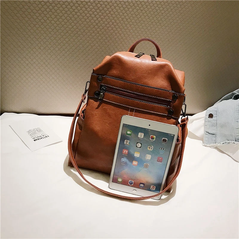 ACEUS Винтаж масло воск PU кожа женские рюкзаки качество плотная большой