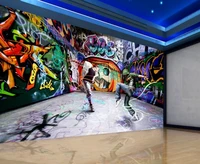 dancing youth graffiti mural backdrop 3d stereoscopic wallpaper papel parede mural wallpaper home decoration