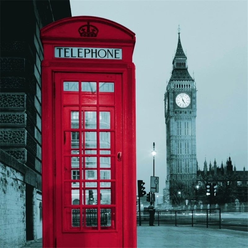 

Creative London Big Ben phone booth waterproof polyester shower curtains to send hooks household items hotel dedicated curtain