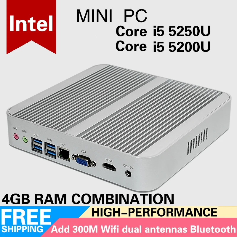 I5 5250u 5200 ugigabit локальной сети Wi Fi HDMI и VGA ТВ Box HTPC Бесплатная доставка офисные игры
