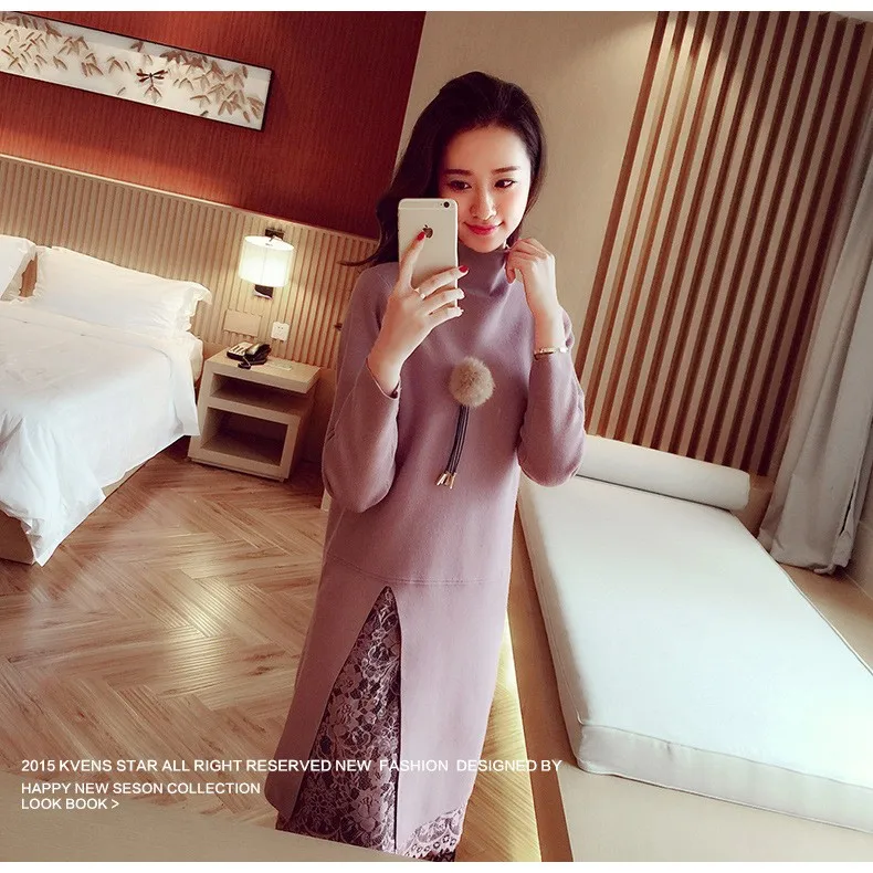 Модное женское зимнее платье с высоким воротом Vestido De Renda, трикотажное платье-свитер, сексуальное офисное платье, женские свитера, пуловеры 936