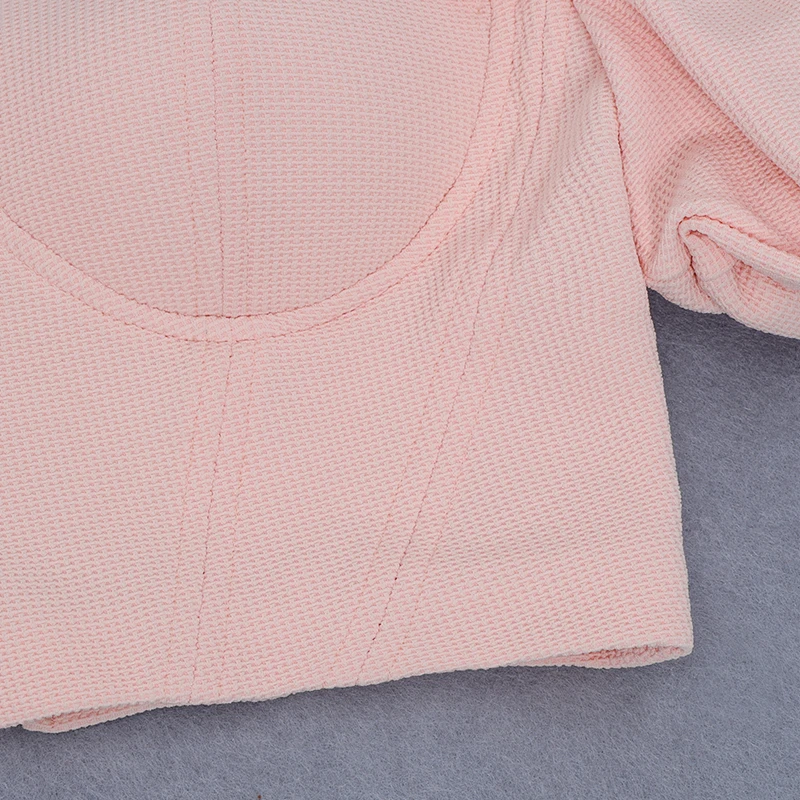 New Style Women Crop Top Pink Puff Sleeve Summer Top Sexy Plus Size Design Casual Outfit Clothing Party Short Tops Wholesal