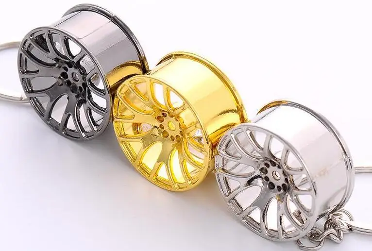 200PCS New Design Cool Luxury metal Keychain Car Key Chain Ring creative wheel hub chain For Man Women Gift | Украшения и