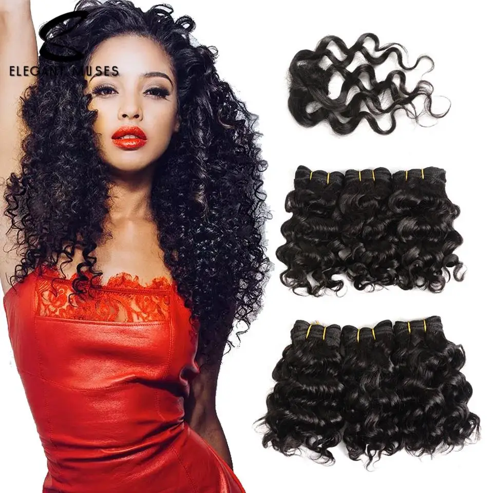 Элегантный Муз бразильский глубокая волна вьющиеся 7 шт./упак. 8 дюймов короткие