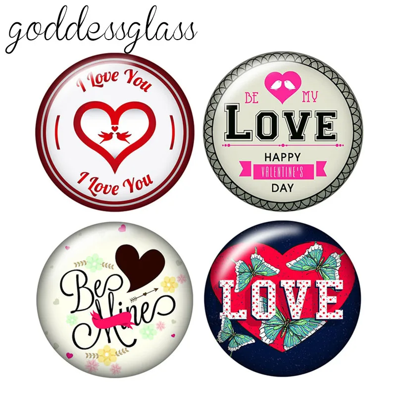 

Fashion Love Valentine's Day 10pcs 12mm/18mm/20mm/25mm Round photo glass cabochon demo flat back Making findings ZB0457