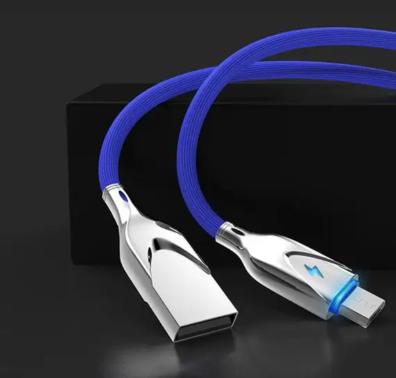 For Micro usb Blue 2.3A цинковый сплав Micro USB type-C кабель для iPh светодиодный светильник для быстрой зарядки данных кабель для мобильного телефона - Цвет: For Micro usb Blue