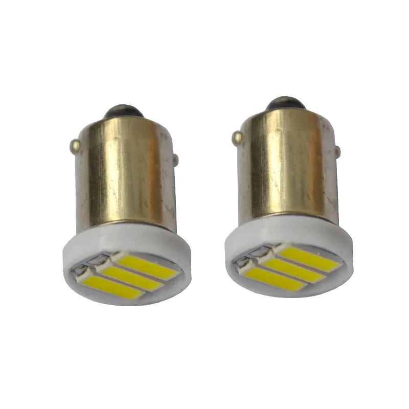 100 шт. BA9S светодиодный 3 SMD 7020 3SMD 7014 LED T4W 1895 лампы с клиновидным цоколем холодного