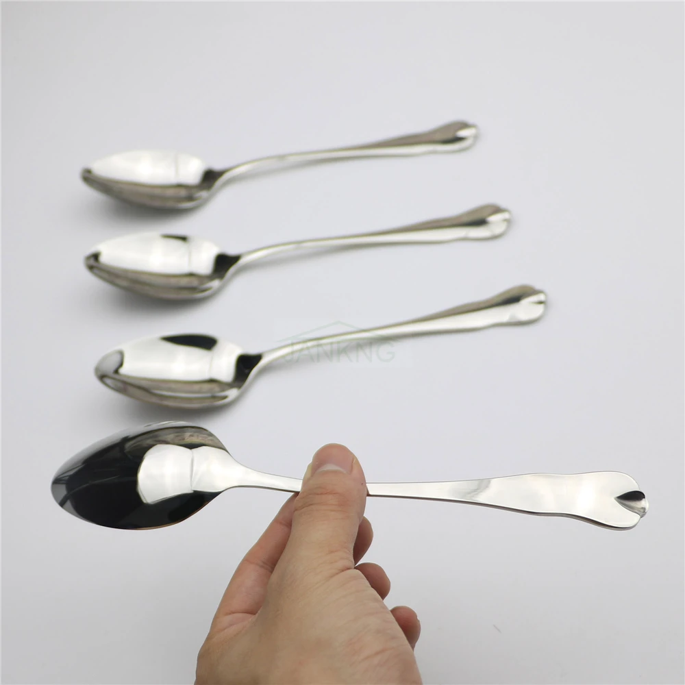 

JANKNG 4 Pcs/Lot Stainless Steel Spoon Flatware Rice Soup Spoon Cutlery Polishing Ice Cream Coffee Salad Spoon Dinnerware Set