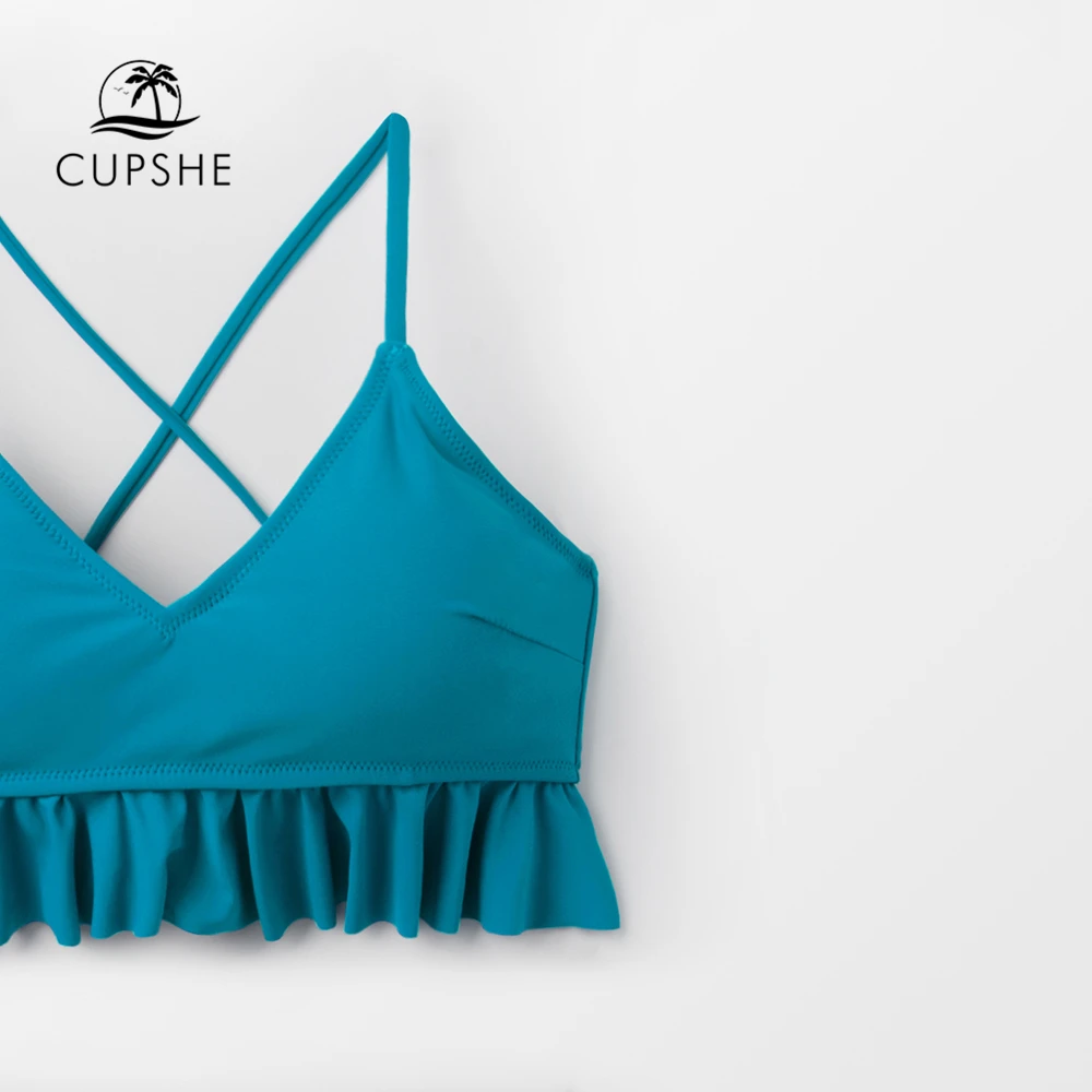 Женский купальник-бикини CUPSHE комплект из двух предметов с оборками и принтом в