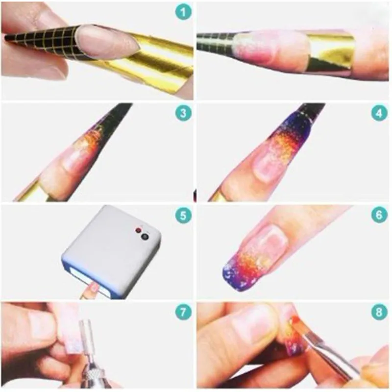 100 шт./компл. модные золотые наконечники для дизайна ногтей направляющие формы