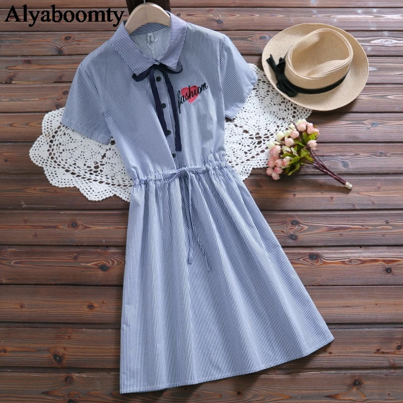 Летнее женское платье в синюю полоску Vestidos De Verano повседневное Свободное с