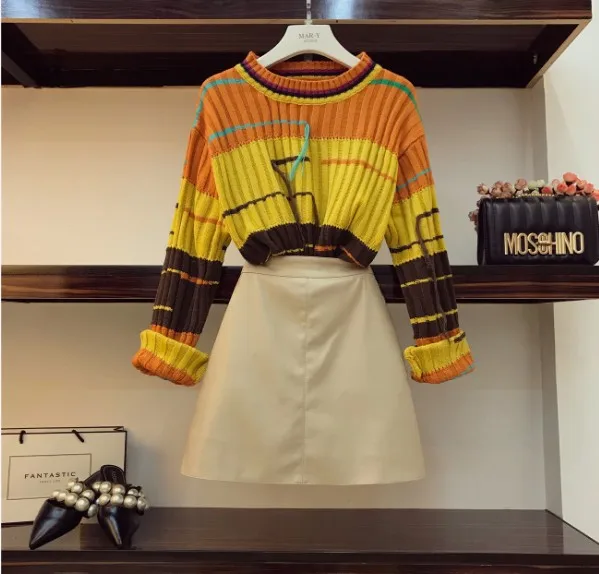 Новинка 2018 модный осенний Женский пуловер с длинными рукавами вязаный свитер +