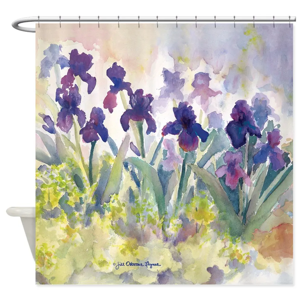 

Unique Purple Irises Decorative Fabric Shower Curtain For Bathroom Polyester