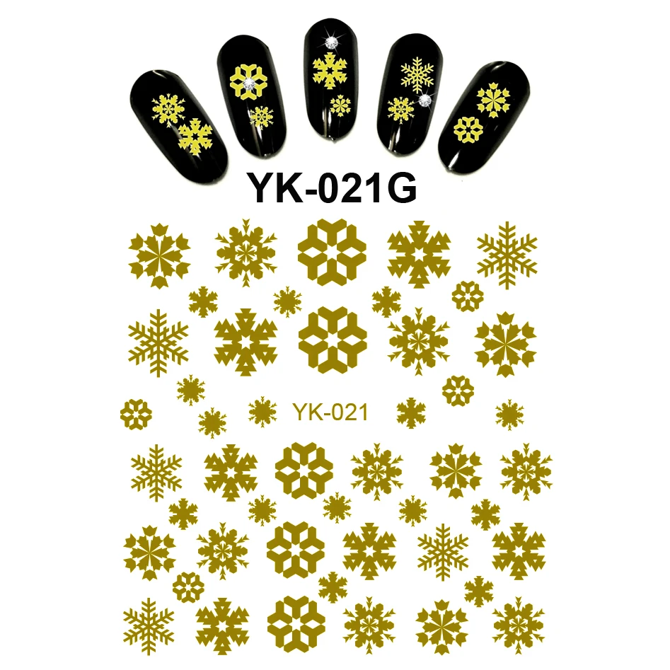 

Gold/ Silver Water Stickers Metallic Nail Decals FLOWER XMAS CHRISTMAS TREE LEAF LEAVES SNOW FLAKE YK019-024