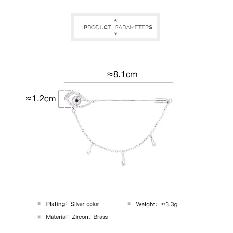 Модные ювелирные изделия серебряный цвет циркон злой карандаш для глаз отворот