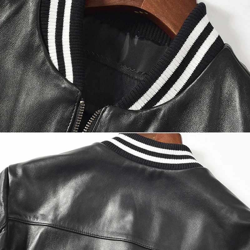 Women Genuine Leather Coats Sheepskin Autumn Real Leather Aviator Bomber Jackets Slim Zipper Ladies Lambskin Outerwear Female