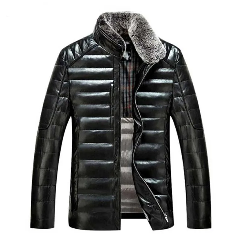 Новинка Зима 2018 роскошная куртка Мужская кожаная | одежда