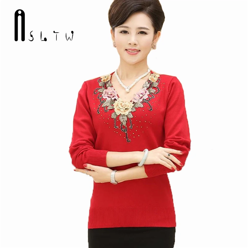 Женский свитер ASLTW Базовая рубашка с длинным рукавом и вышивкой весенний