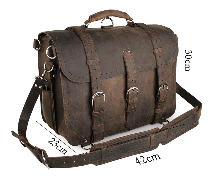 Мужской портфель из натуральной кожи подходит для ноутбука 16 дюймов